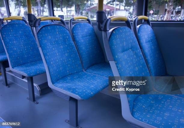 asia, turkey, marmaris area, 2017: view of bus interior seating - seat stock pictures, royalty-free photos & images