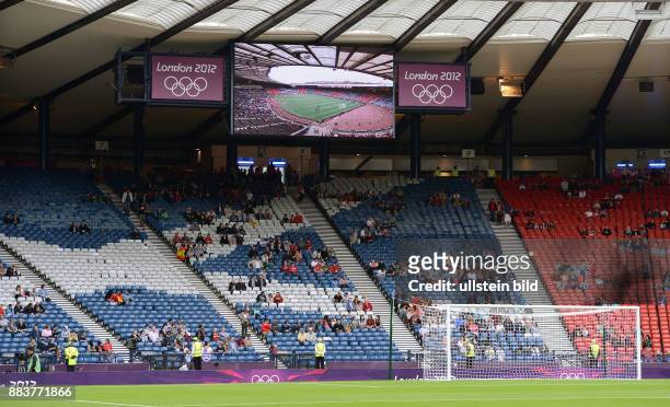 Olympia 2012 London Fussball Maenner Honduras - Marokko Innenansicht des Hampden Park Stadion in Glasgow, maessiges Zuschauerinteresse am ersten...