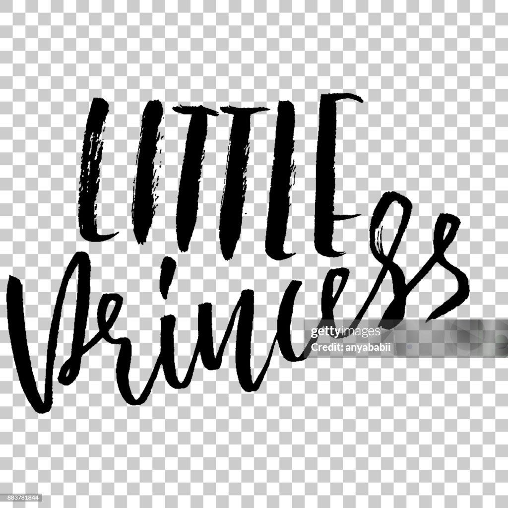 Calligraphy banner. Hand drawn lettering poster. Little princess. Vector illustration. Transparent background.