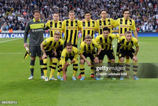 Real Madrid - Borussia Dortmund Teamfoto Borussia Dortmund, hintere Reihe von links: Lukasz Piszczek, Sven Bender, Robert Lewandowski, Neven Subotic...