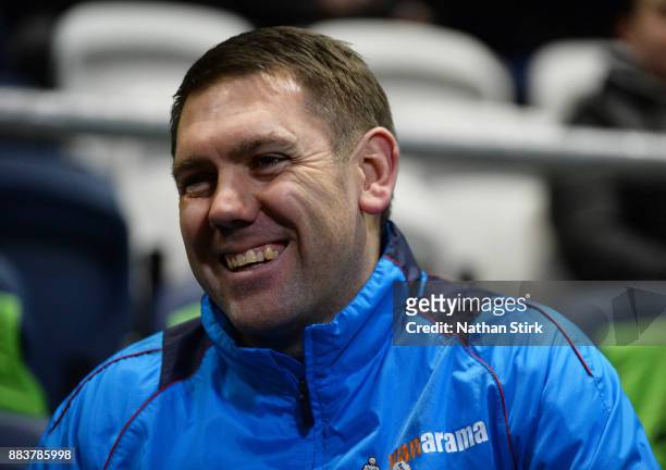 Dave Challinor manager of AFC Fylde looks on during The Emirates FA Cup Second Round match between AFC Fylde and Wigan Athletic on December 1, 2017...