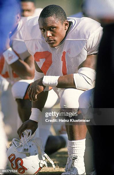 Coca-Cola Classic: Oklahoma State Barry Sanders during game vs Texas Tech. Sanders won the Heisman Trophy while in Japan. Tokyo, Japan 12/3/1988...