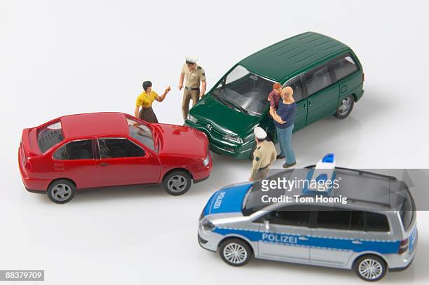 traffic accident - toy car white background stock pictures, royalty-free photos & images