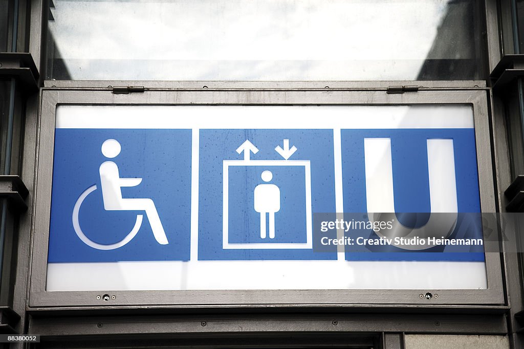 Germany, Berlin, Subway sign, low angle view