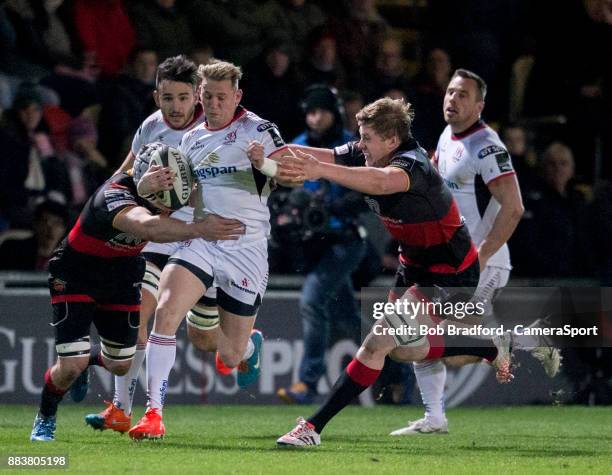 Ulster's Craig Gilroy in action during todays match during the Guinness Pro14 Round 10 match between Dragons and Ulster Rugby at Rodney Parade on...