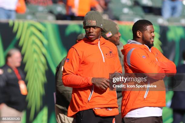 Cleveland Browns wide receiver Josh Gordon stands on the sideline before the game against the Cleveland Browns and the Cincinnati Bengals on November...