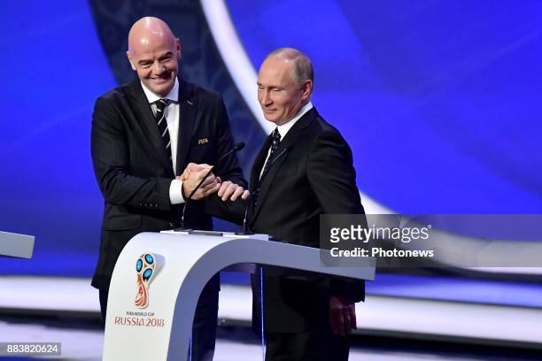 Gianni Infantino president of the FIFA and president of Russia Vladimir Poetin pictured during the FIFA World Cup Russia 2018 Final Draw in the State...