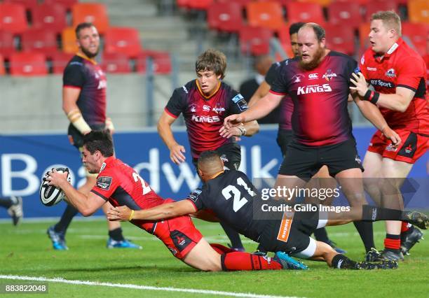 Try scorer Sam Hidalgo-Clyne of Edinburgh during the Guinness Pro14 match between Southern Kings and Edinburgh at Nelson Mandela Bay Stadium on...