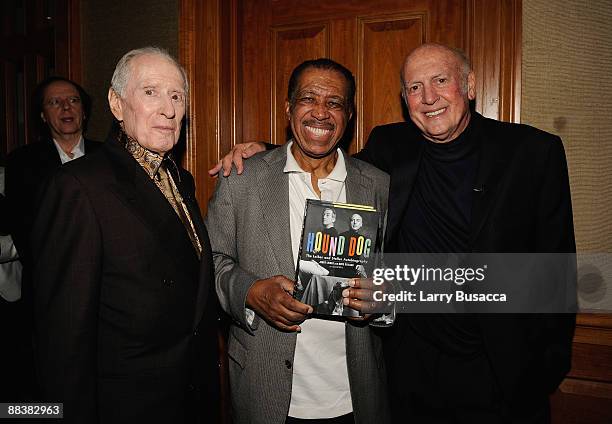 Musicians Jerry Leiber, Ben E. King and Mike Stoller attend the cocktail reception and book signing for Leiber & Stoller's "HOUND DOG" at the Sony...