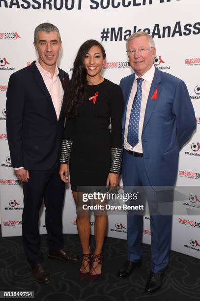 Tommy Clark, Christen Press and Sir Alex Ferguson attend the World Aids Day Charity Gala aimed at using football to educate and inspire vulnerable...