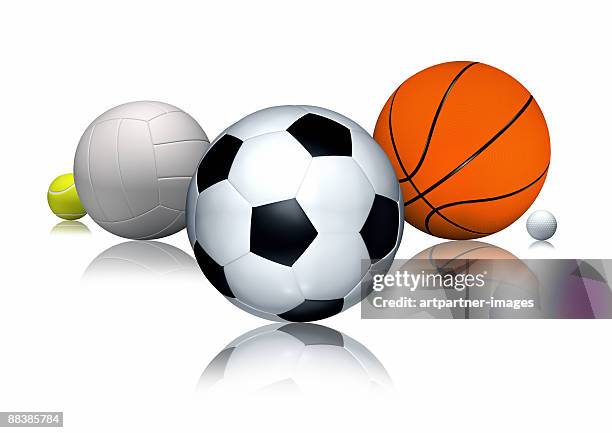 illustrazioni stock, clip art, cartoni animati e icone di tendenza di various balls on white background - sports balls