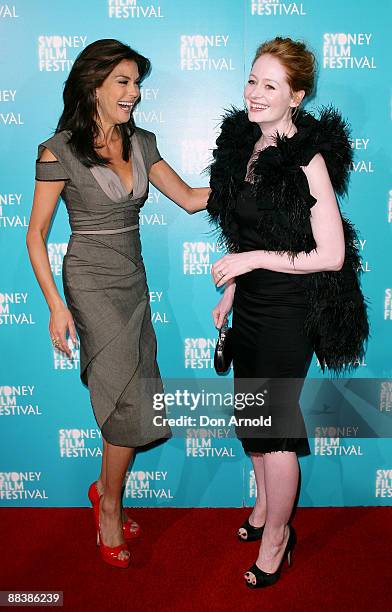 Teri Hatcher and Miranda Otto attend the Australian premiere of 'Coraline' as part of the Sydney Film Festival 2009 at Greater Union George Street on...