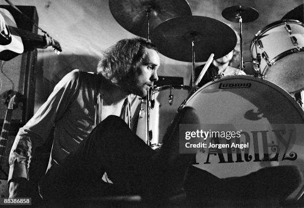 Roger Chapman of Family performs on stage at the Brondby Popklub in 1969 in Copenhagen, Denmark.