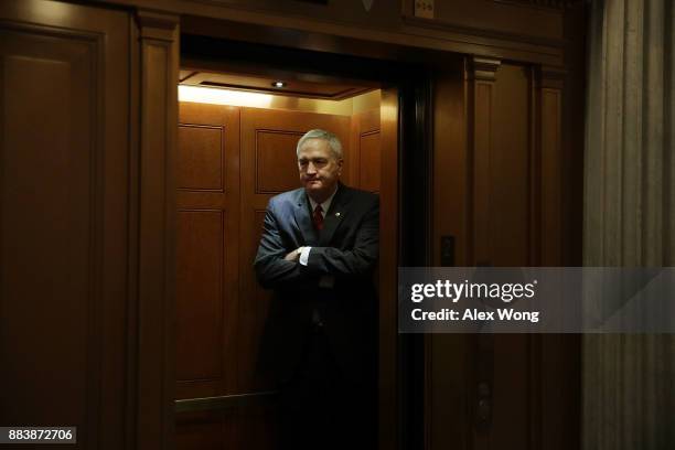 Sen. Luther Strange leaves the Senate chamber after a vote at the Capitol December 1, 2017 in Washington, DC. Senate GOPs indicate that they have...