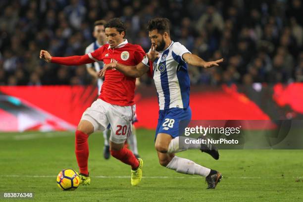 Benfica's Croatian midfielder Filip Krovinovic with Porto's Brazilian defender Felipe during the Premier League 2016/17 match between FC Porto and SL...