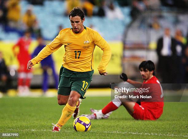 Scott McDonald of the Socceroos closes in on goal during the 2010 FIFA World Cup Asian qualifying match between the Australian Socceroos and Bahrain...