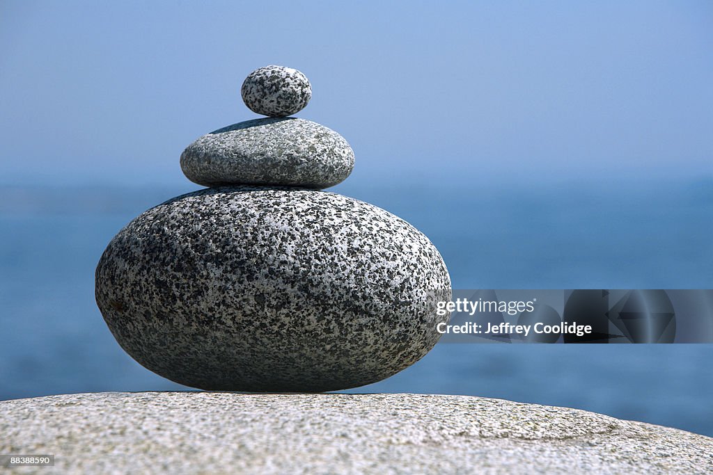 Beach Stones Stacked 