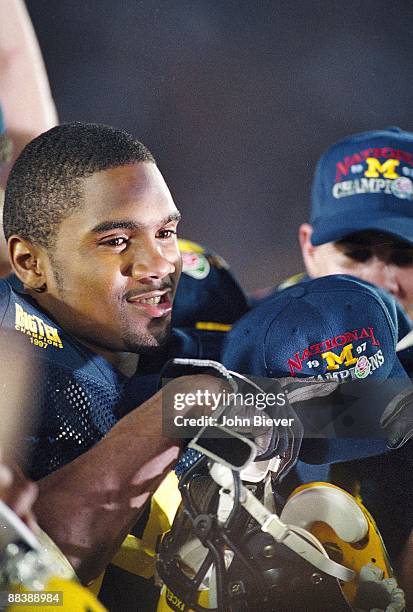 Rose Bowl: Michigan Charles Woodson victorious after winning Rose Bowl vs Washington State. Pasadena, CA 1/1/1998 CREDIT: Peter Read Miller