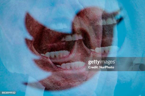 Presdient Donald Trump and the Twitter logo are seen in this photo illustration on December 1, 2017.
