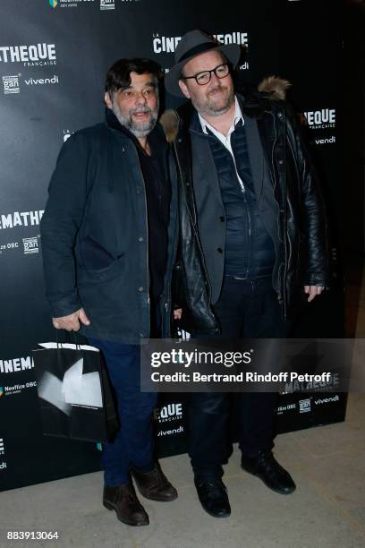 Director Laurent Heynemann and Director of the movie Xavier Beauvois attend the "Les Gardiennes" Paris Premiere at la cinematheque on December 1,...