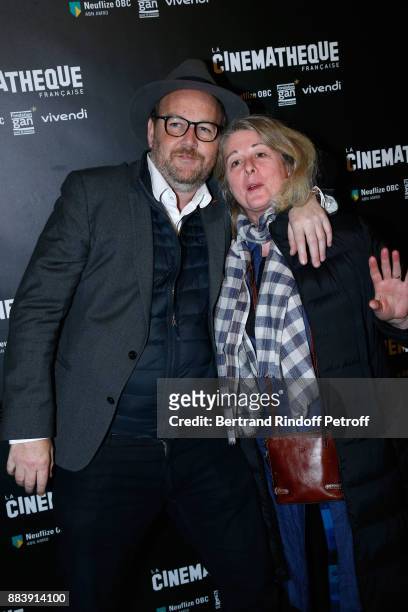 Director of the movie Xavier Beauvois and Scriptwriter of the movie Frederique Moreau attend the "Les Gardiennes" Paris Premiere at la cinematheque...