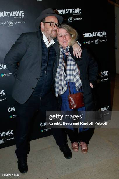 Director of the movie Xavier Beauvois and Scriptwriter of the movie Frederique Moreau attend the "Les Gardiennes" Paris Premiere at la cinematheque...