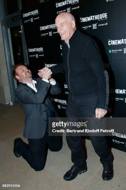 Director of the movie Xavier Beauvois and Director Barbet Schroeder attend the "Les Gardiennes" Paris Premiere at la cinematheque on December 1, 2017...