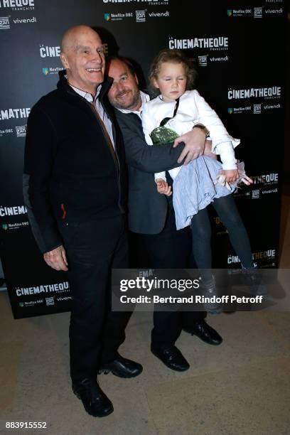 Director Barbet Schroeder, Director of the movie Xavier Beauvois and his daughter Madeleine attend the "Les Gardiennes" Paris Premiere at la...