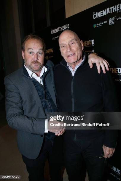 Director of the movie Xavier Beauvois and Director Barbet Schroeder attend the "Les Gardiennes" Paris Premiere at la cinematheque on December 1, 2017...