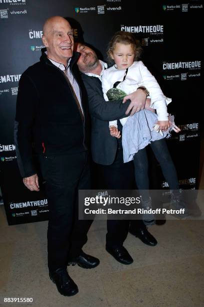 Director Barbet Schroeder, Director of the movie Xavier Beauvois and his daughter Madeleine attend the "Les Gardiennes" Paris Premiere at la...