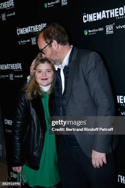 Actress of the movie Mathilde Viseux-Ely and Director of the movie Xavier Beauvois attend the "Les Gardiennes" Paris Premiere at la cinematheque on...