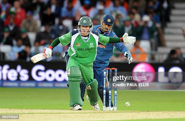 Ireland's Gary Wilson plays a shot during the ICC World Twenty 20 cricket match against India at Trent Bridge, Nottingham, England on June 10, 2009....