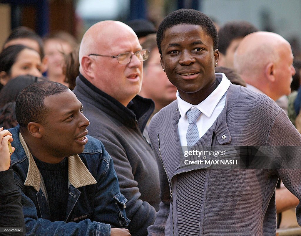 British actor Merveille Lukeba arrives in London's Leicester Square