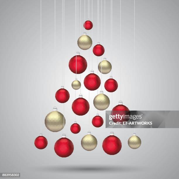 stockillustraties, clipart, cartoons en iconen met kerstballen - kerstboom