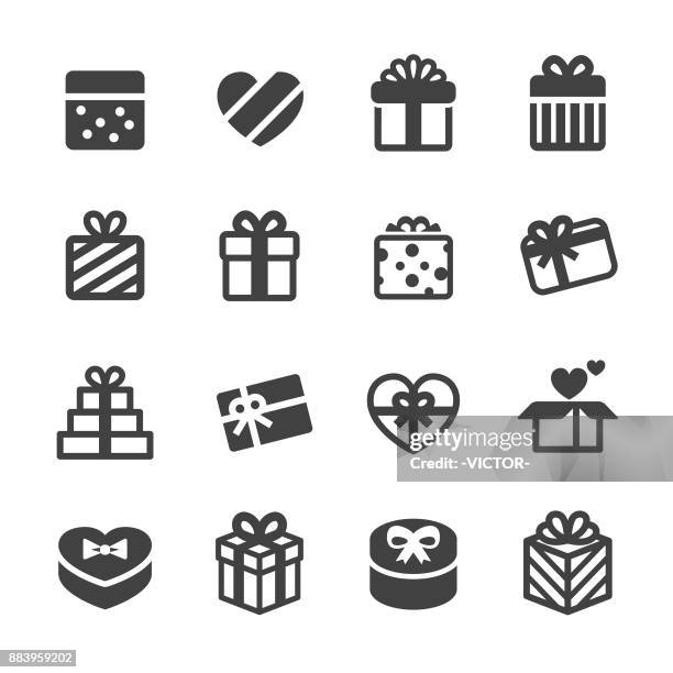 holiday gift boxes icons - acme series - bow-and-arrow-icon stock illustrations
