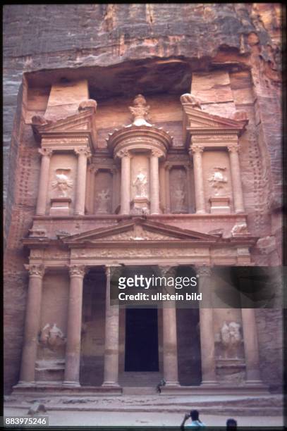 Jordanien, ca. 1982,Petra, Felsenstadt, Khazne al-Firaun, Schatzhaus des Pharao