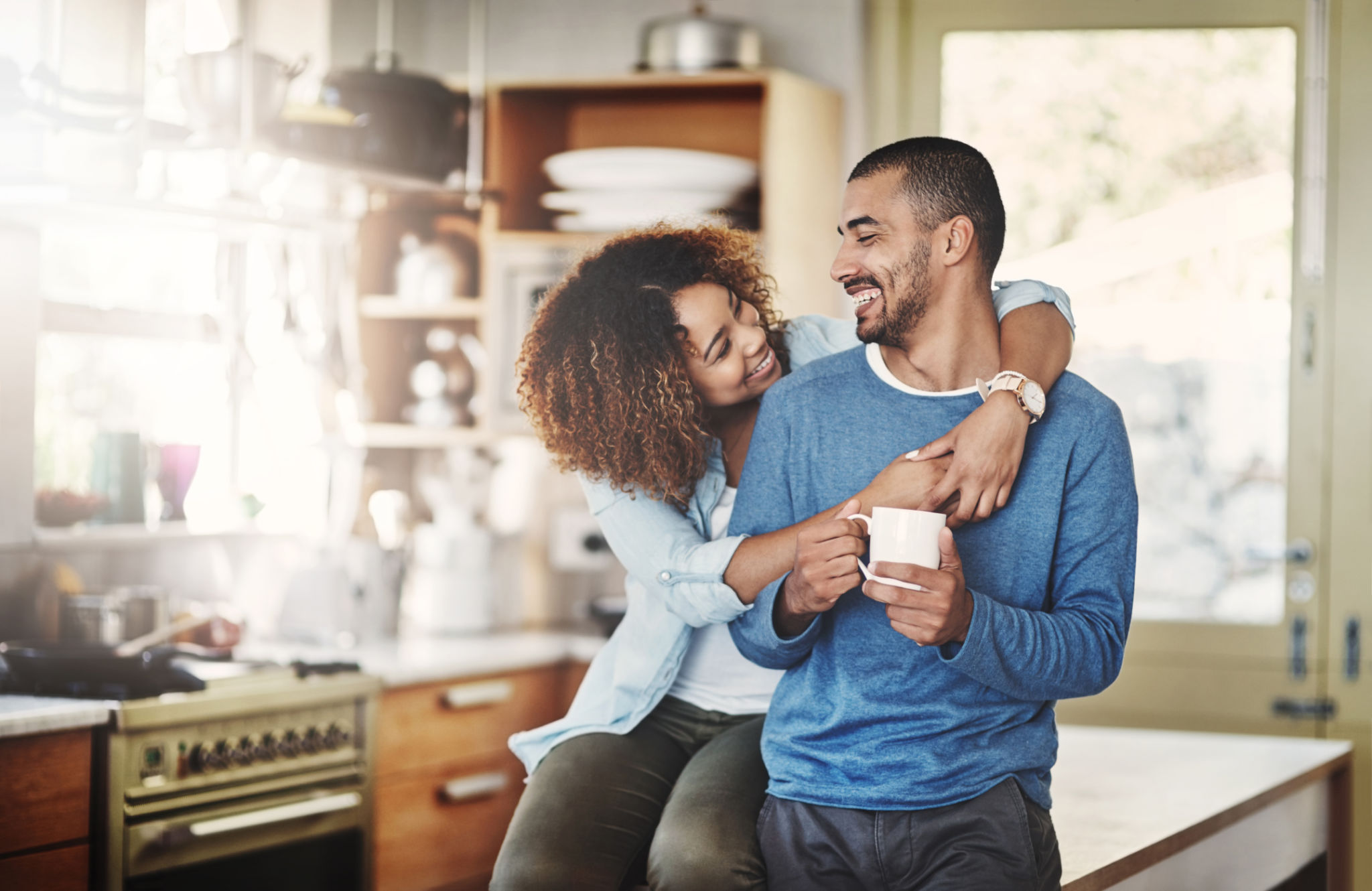 young couple home