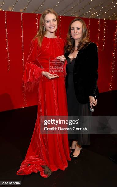 Oxfordshire, ENGLAND Lucy Yeomans presents Natalia Vodianova with her Global VOICES 2017 Award at the gala dinner during #BoFVOICES on December 1,...