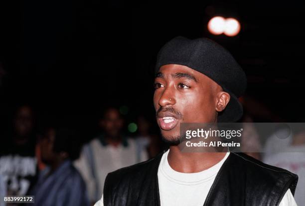 Rapper Tupac Shakur poses for a portrait at Club Amazon on July 23, 1993 in New York, New York.