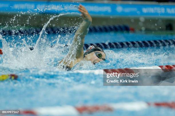 Kristen Romano of Ohio State University swims to first place in the B-Final of the women's 200 yard freestyle during day 3 of the 2017 Swimming...