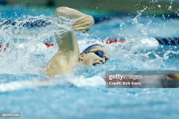 Sean Conway of Nation's Capital Swim Club competes during the A-Final of the men's 400 yard individual medley during day 3 of the 2017 Swimming...