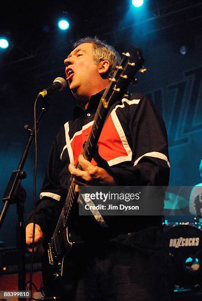 Singer Pete Shelley, of Mancunian punk group Buzzcocks, performs as part of the Mojo Honours List concerts at the Kentish Town Forum on June 10, 2009...