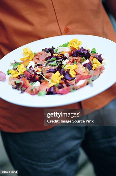 plate of salad - mangiare stockfoto's en -beelden