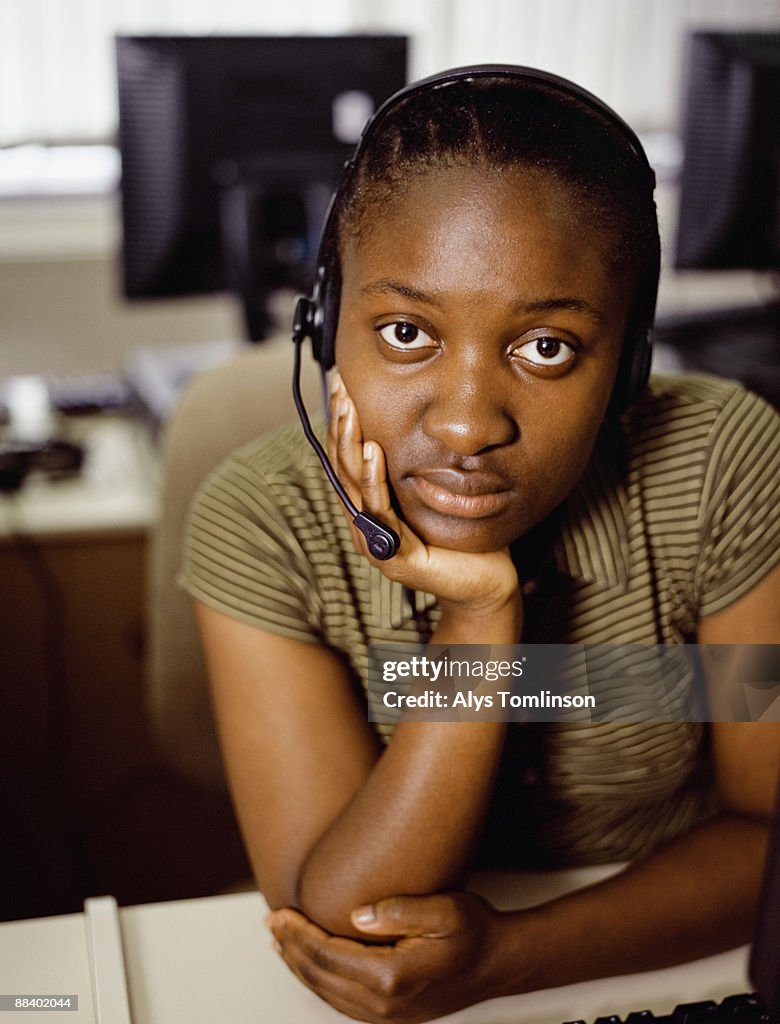 Person wearing a headset