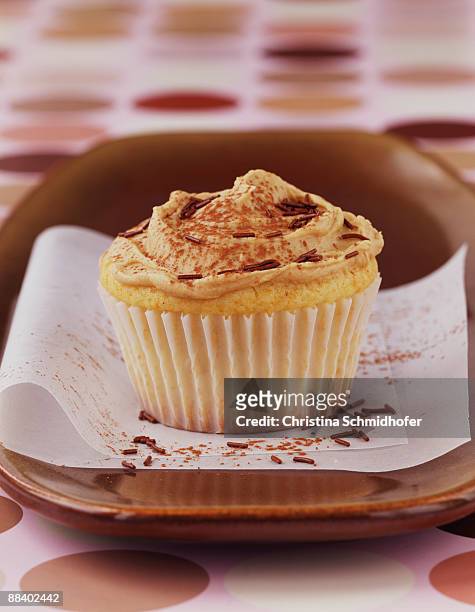 mocha cupcake - christina plate stock pictures, royalty-free photos & images