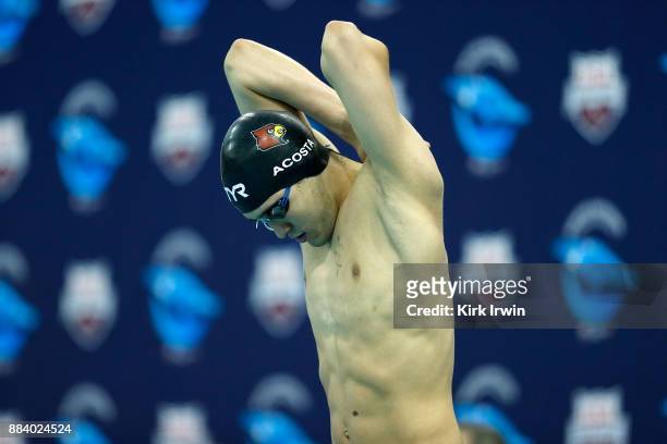 Marcelo Acosta of the University of Louisville prepares to swim the B-Final of the men's 200 yard freestyle during day 3 of the 2017 Swimming Winter...