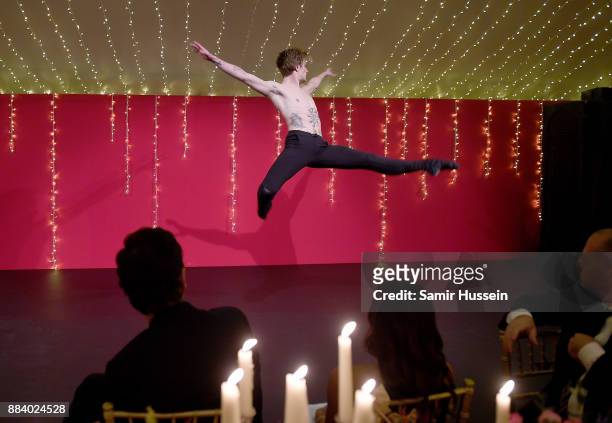Oxfordshire, ENGLAND Sergei Polunin performs at the gala dinner during #BoFVOICES on December 1, 2017 in Oxfordshire, England.