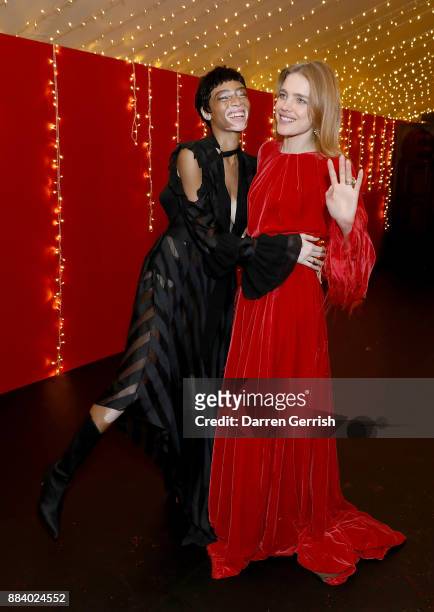 Oxfordshire, ENGLAND Winnie Harlow and Natalia Vodianova attend the gala dinner during #BoFVOICES on December 1, 2017 in Oxfordshire, England.
