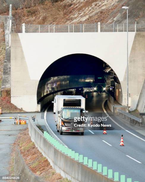 The Sasago Tunnel on the Chuo Expressway in Yamanashi Prefecture, west of Tokyo, is pictured on Dec. 2 the fifth anniversary of its ceiling collapse...