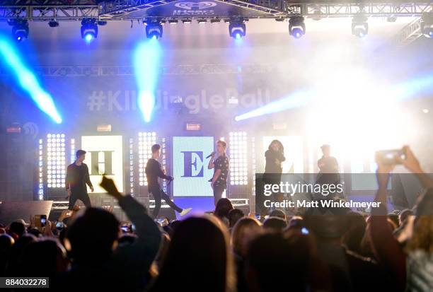 Daniel Seavey, Zach Herron, Jonah Marais, Corbyn Besson and Jack Avery of Why Don't We perform onstage at 102.7 KIIS FM's Jingle Ball Village at KIIS...